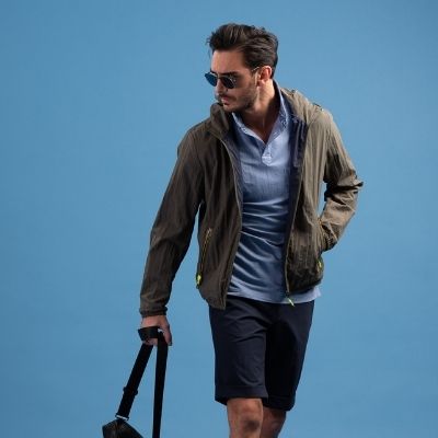 Giubbino uomo reversibile con cappuccio bicolor